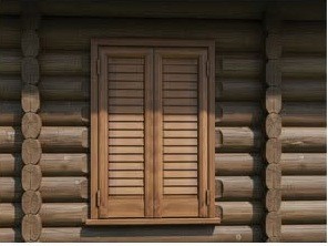 Persiane e scuroni in alluminio Gruppo Mia — casa in tronchi di legno